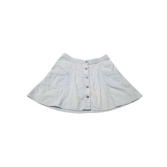 Free People Denim Mini Swing Skirt 6 Western Button Front Light Bleach Wash I13 - Picture 10 of 10